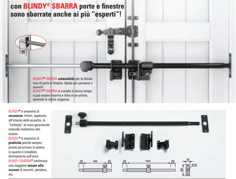 Blindy Sbarra porte finestre persiane scuri blindatura prezzo acquista