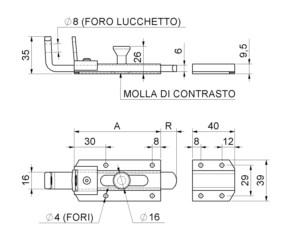 systèmes de fermeture du composant de combiarialdo