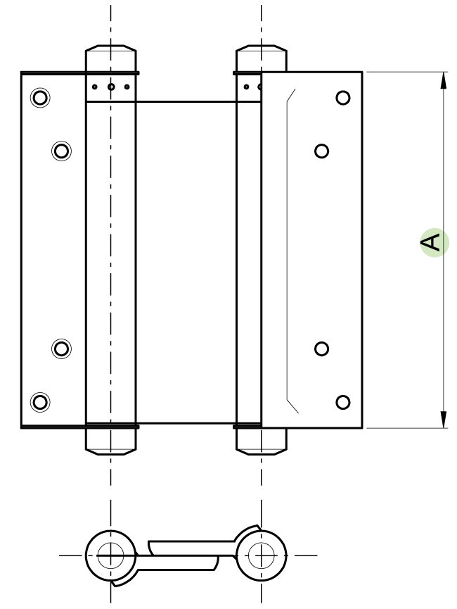 Charnière à ressort de type Bommer à double action IBFM