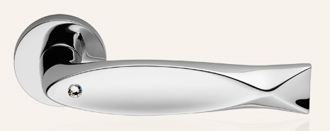 Fish Crystal Linea Calì Cromo Lucido Maniglia per Porta su Rosetta