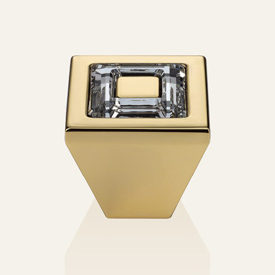 Bouton de meubles Linea Cali Anneau de cristal PB avec des cristaux Swarowski® or pur