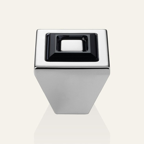 Bouton de meubles Linea Cali Anneau de cristal PB avec des cristaux Swarowski® noir de jais et blanc mat
