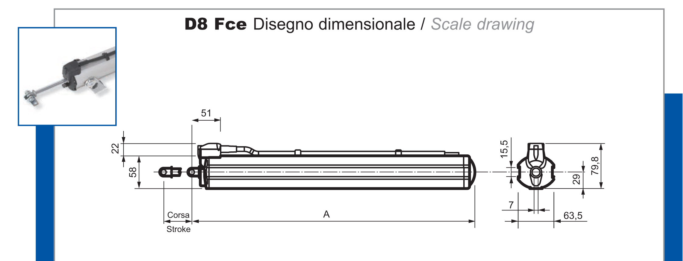 D8 Fce Mingardi - Actionneur à Tige pour Fenêtre