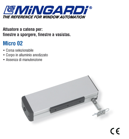 Micro 02 Mingardi Actionneur à Chaîne Moteur Fenêtre 230V