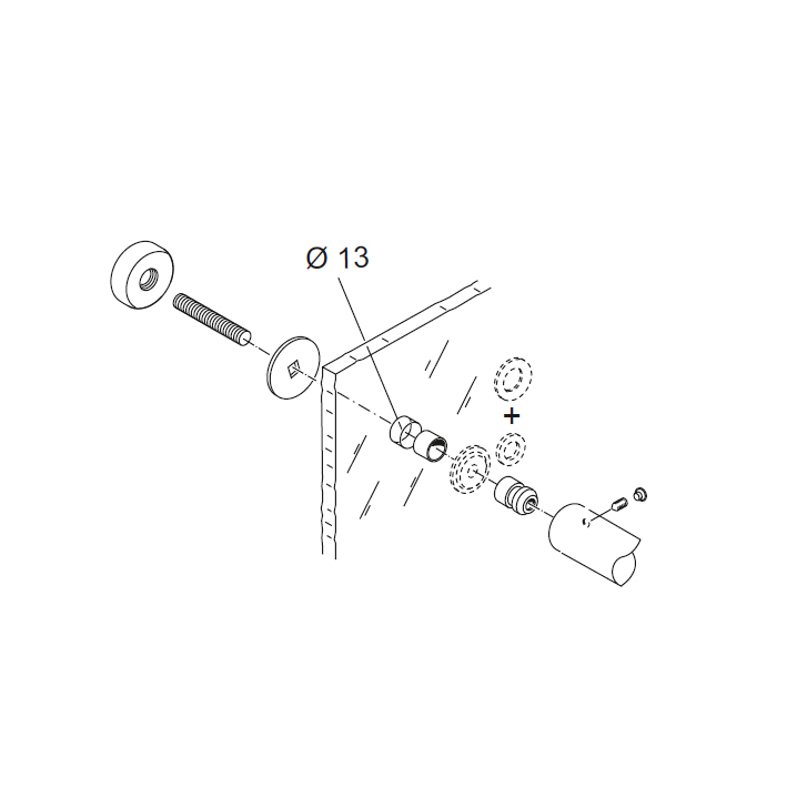 Kit de fixation pour poignées 02 PBA Chambre boucles portes en verre