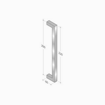 200Q_001 pba Poignée de tirage en acier inoxydable AISI 316L avec profil carré