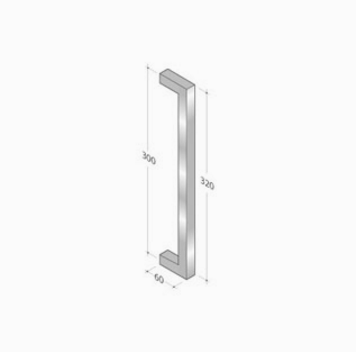 200Q_001 pba Poignée de tirage en acier inoxydable AISI 316L avec profil carré
