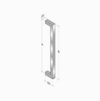 200Q_001 pba Poignée de tirage en acier inoxydable AISI 316L avec profil carré