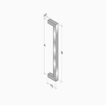 200Q_001 pba Poignée de tirage en acier inoxydable AISI 316L avec profil carré