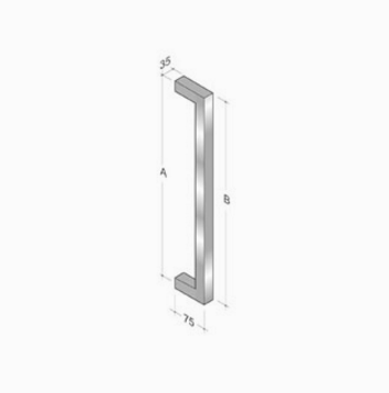 200Q_001 pba Poignée de tirage en acier inoxydable AISI 316L avec profil carré