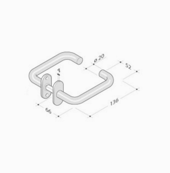 PBA paire de poignées 2028T acier inoxydable AISI 316L