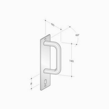 Poignée fixe sur plaque rectangulaire pba 2225 en acier inoxydable AISI 316L