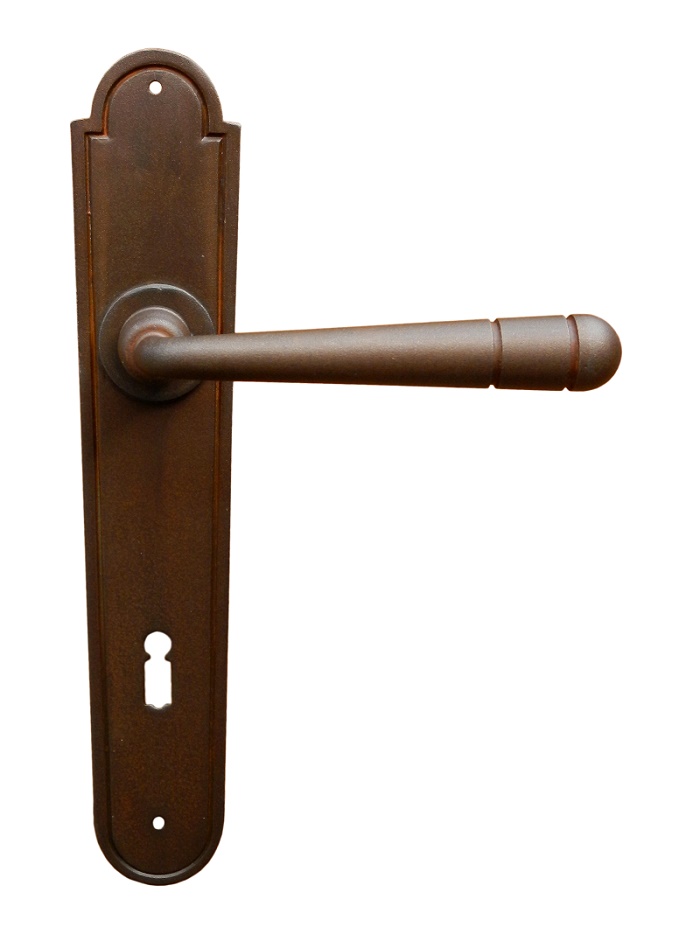 Poignée De Porte Gedotec Tilly En Fer Forgé Noir Antique - Sur Plaque Longue