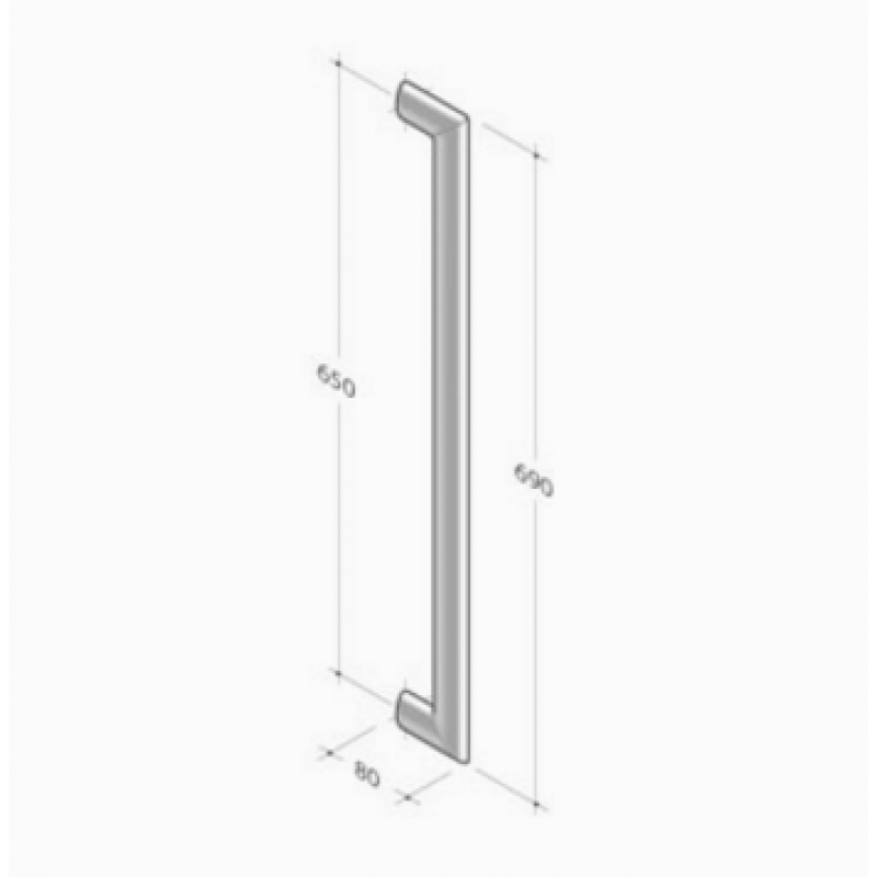 200E-041 PBA Poignée en acier inoxydable tubulaire Elliptique AISI 316 L