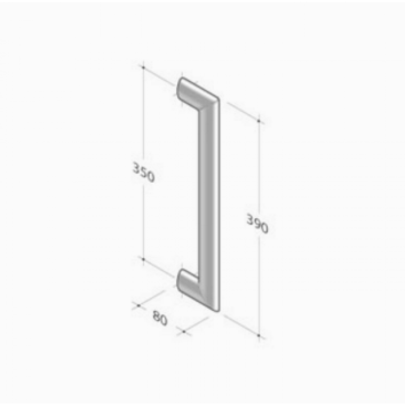 200E-041 PBA Poignée en acier inoxydable tubulaire Elliptique AISI 316 L