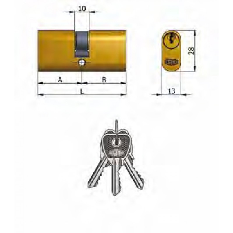ART.140 / 13 Omec; Double cylindre en laiton Ovale (5 Pins)