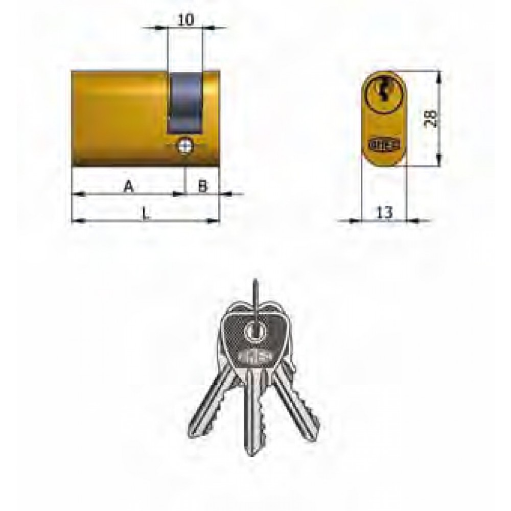 Article 141/03 Omec; Demi-cylindre en laiton Ovale (5 Pins)