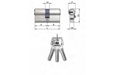 Art.2120 / 04 H Omec; Double cylindre en laiton en forme de nickel (6 broches)