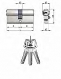 Double Cylindre Omec Laiton Nickel en forme de 6 Pins 75mm L 35/40
