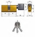 Double Cylindre Omec avec le bouton en laiton ovale 5 Pins 54mm L 27/27