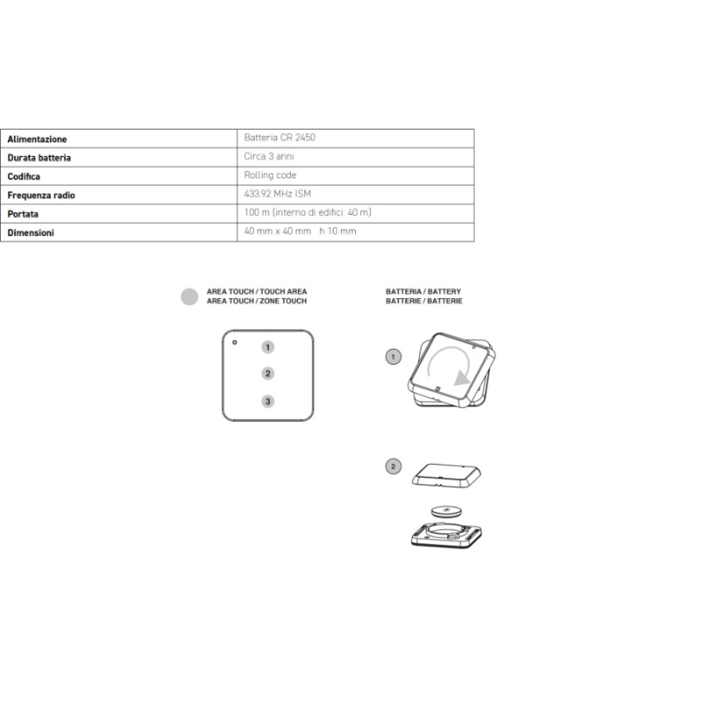 AF 870 Comunello Bouton Radio Rolling Code 433,92 MHz