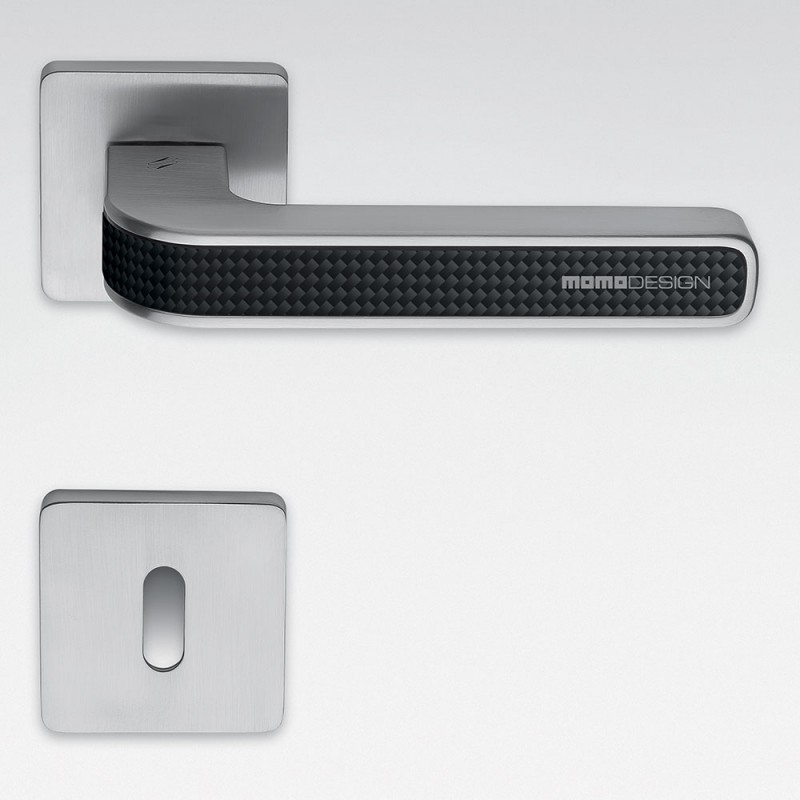 Poignée Alba en chrome poli et satiné pour porte, design Rosette Fabriqué en Italie, Colombo Design