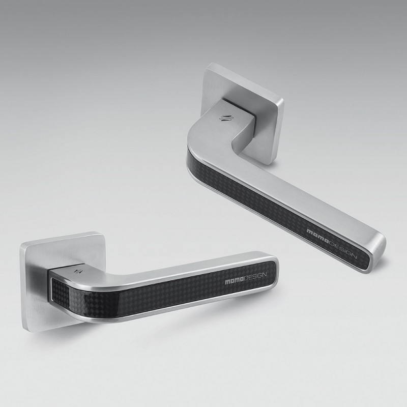 Poignée Alba en chrome poli et satiné pour porte, design Rosette Fabriqué en Italie, Colombo Design