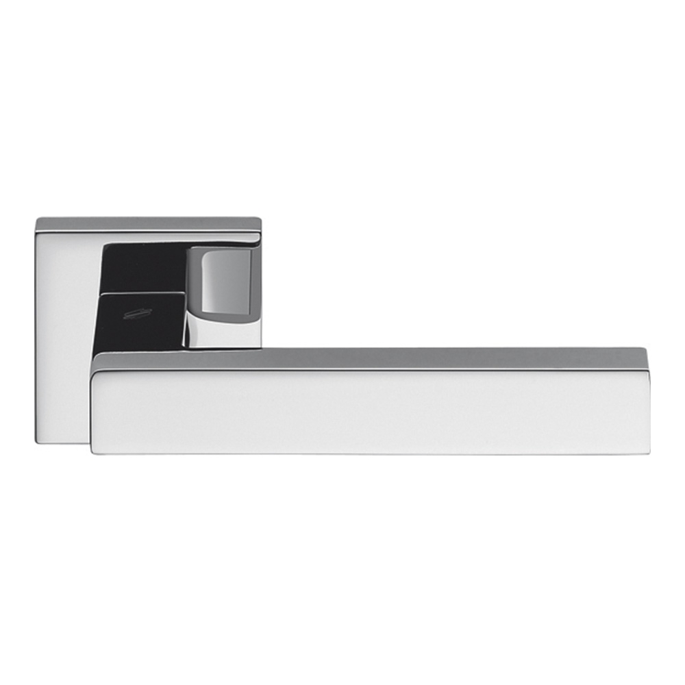 Poignée Alba en chrome poli et satiné pour porte, design Rosette Fabriqué en Italie, Colombo Design
