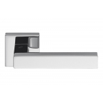 Poignée Alba en chrome poli et satiné pour porte, design Rosette Fabriqué en Italie, Colombo Design