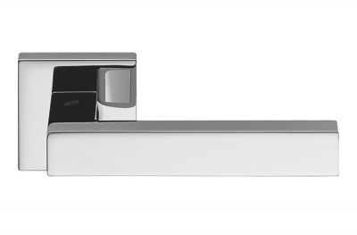 Poignée Alba en chrome poli et satiné pour porte, design Rosette Fabriqué en Italie, Colombo Design