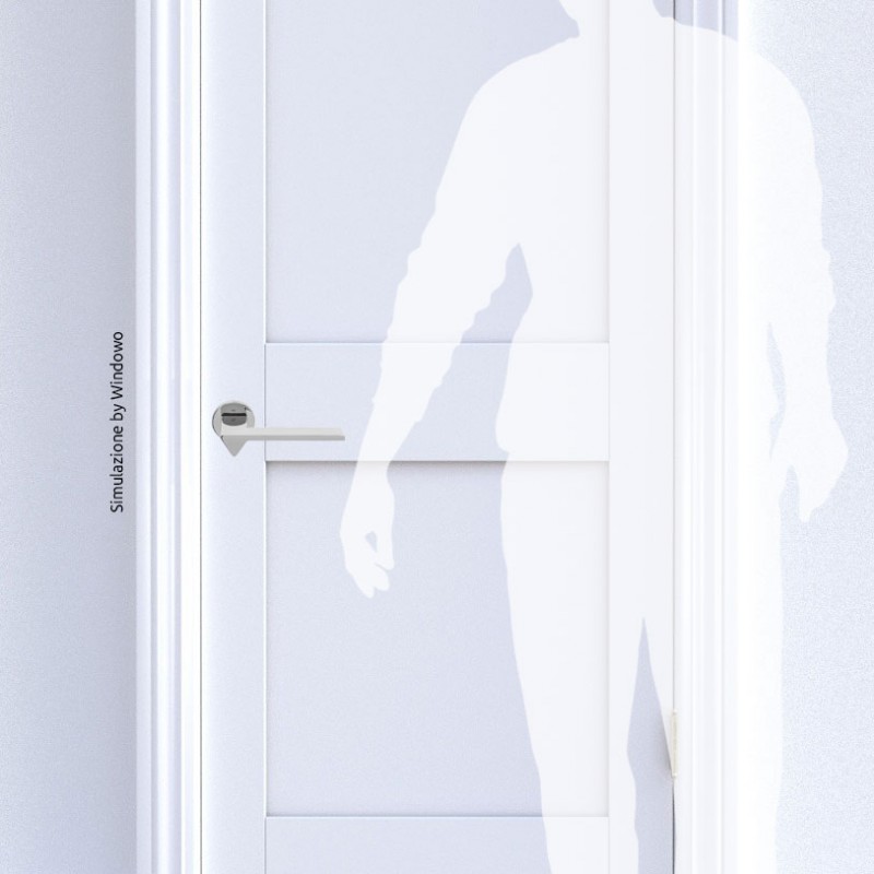 Poignée de porte Ama en chrome poli sur rosette de l'architecte designer Andrea Maffei pour Colombo Design