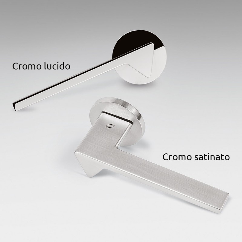 Karina Chrome + Poignée De Porte En Laiton Poli Rosace Double Ligne De Finition Créatrice Calì
