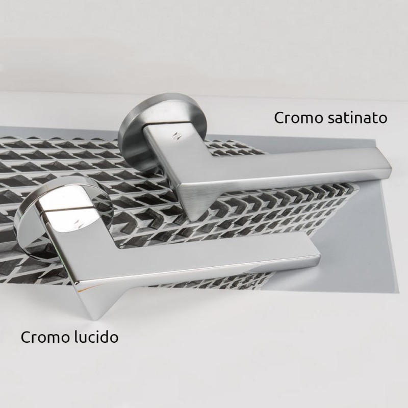 Karina Chrome + Poignée De Porte En Laiton Poli Rosace Double Ligne De Finition Créatrice Calì