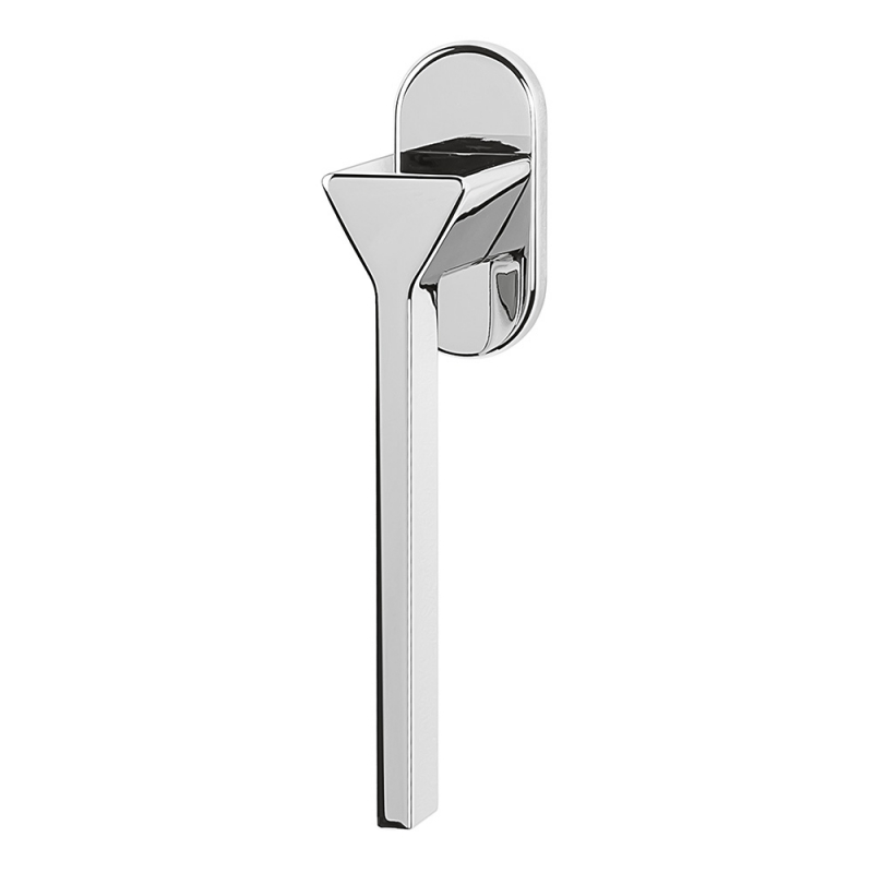 Poignée de porte Ama en chrome poli sur rosette de l'architecte designer Andrea Maffei pour Colombo Design