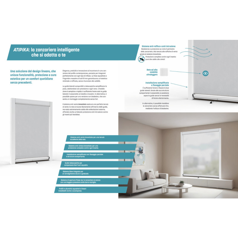 ATIPIKA Effezeta Moustiquaire Verticale Système Antivent et Anti-Punaises