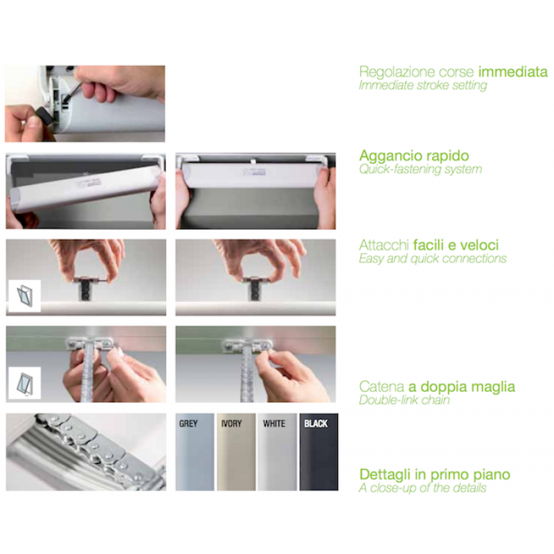 Chaîne Actionneur Smart 230V 50 Hz Comunello Mowin Noir Gris ou Blanc