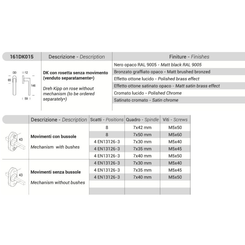 Aura Reguitti Poignée de Fenêtre DK Oscillo-battante avec Rosace