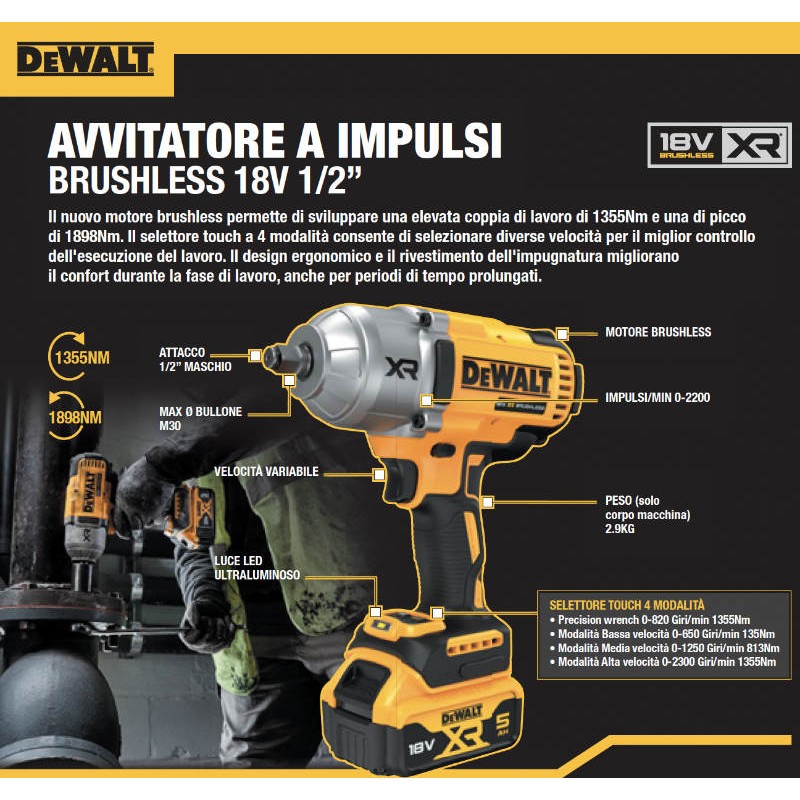 Clé à Chocs DeWalt DCF900P2T-QW 1/2" Brushless