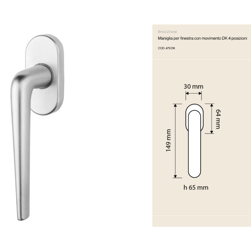 Brixia Zincral Linea Calì Poignée de Fenêtre DK 4 Positions