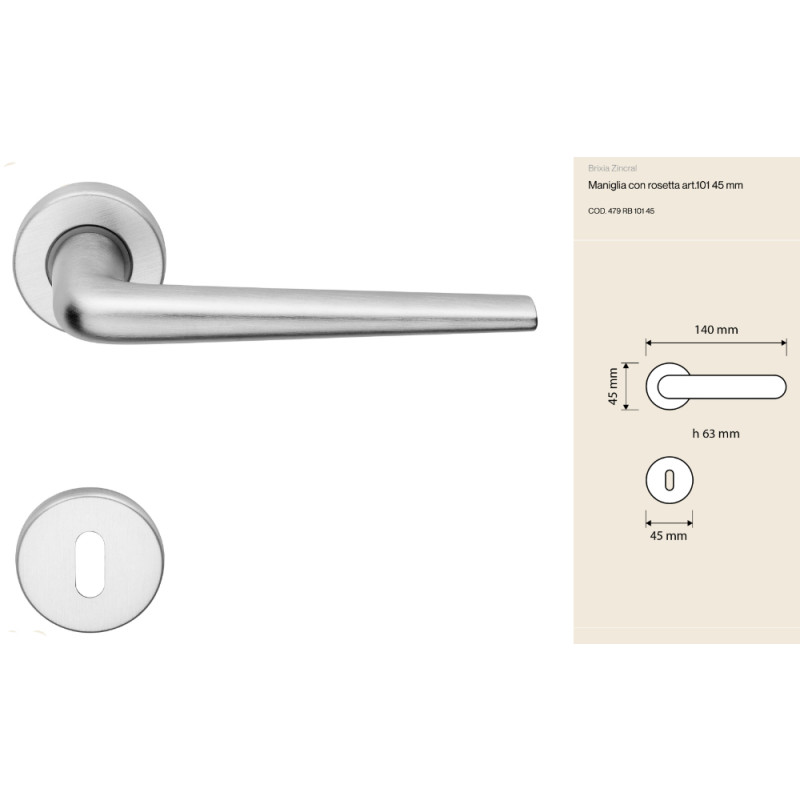 Brixia Zincral Linea Calì Poignée de Porte Intérieure