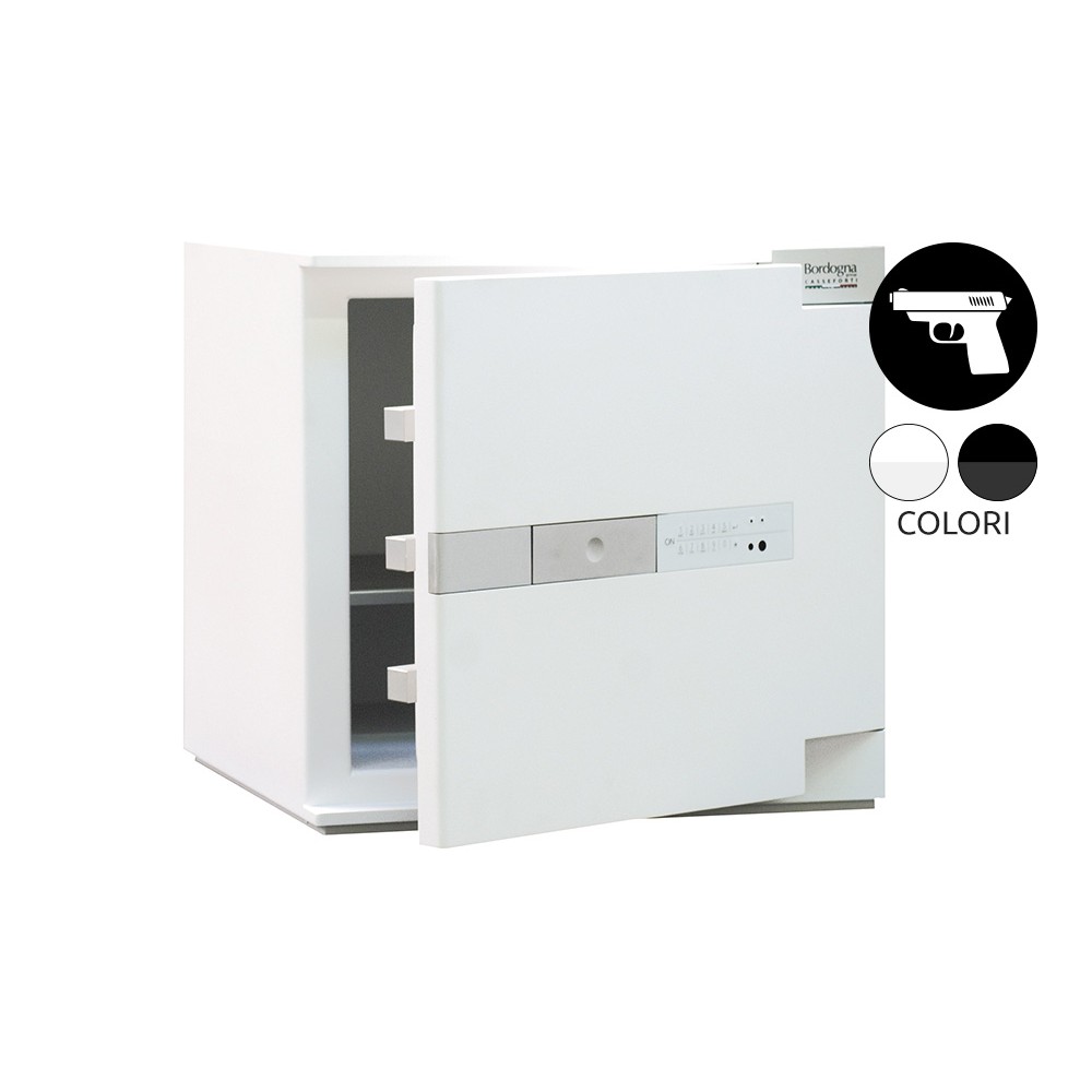 Brixia Un coffre-fort noir blanc avec mobilier Bordogna et serrure électronique