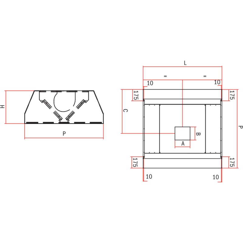 Hotte îlot pour Cuisine en Acier Inox et Moteur Ventilateur Électrique