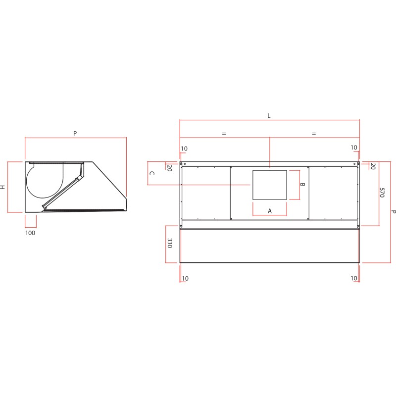 Hotte Aspirante Murale en Acier Inox avec Moteur Ventilateur