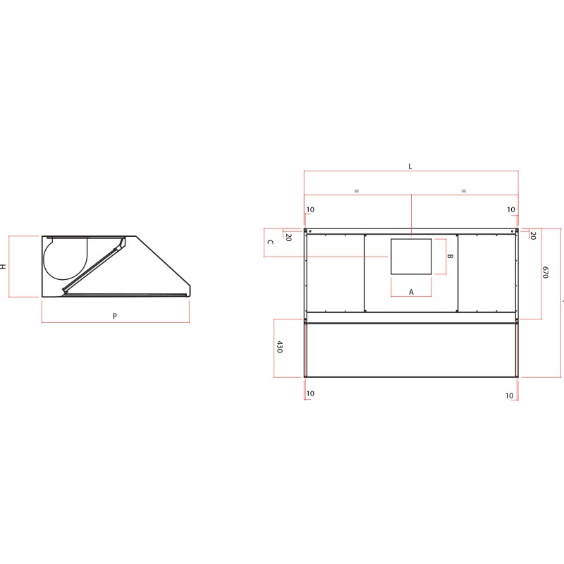 Hotte Aspirante Murale en Acier Inox avec Moteur Ventilateur