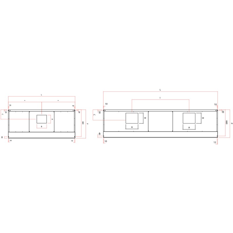 Hotte Inox Snack LED Profondeur 70 90 110 cm