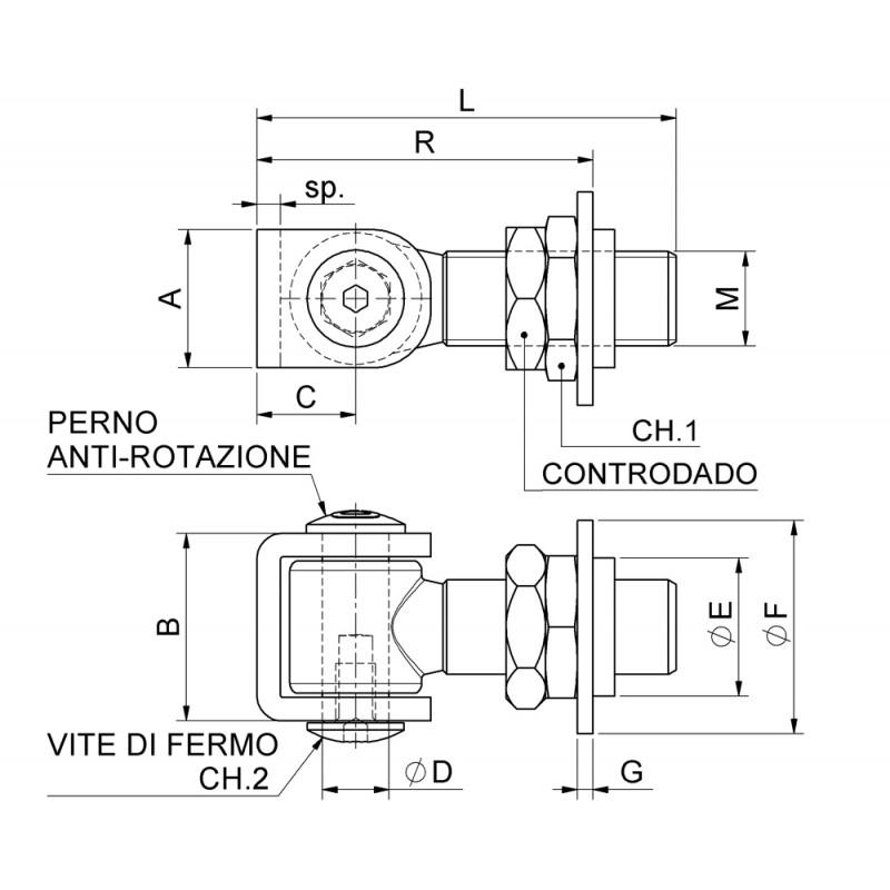 Charnière réglable U Bride Porte battante Combiarialdo