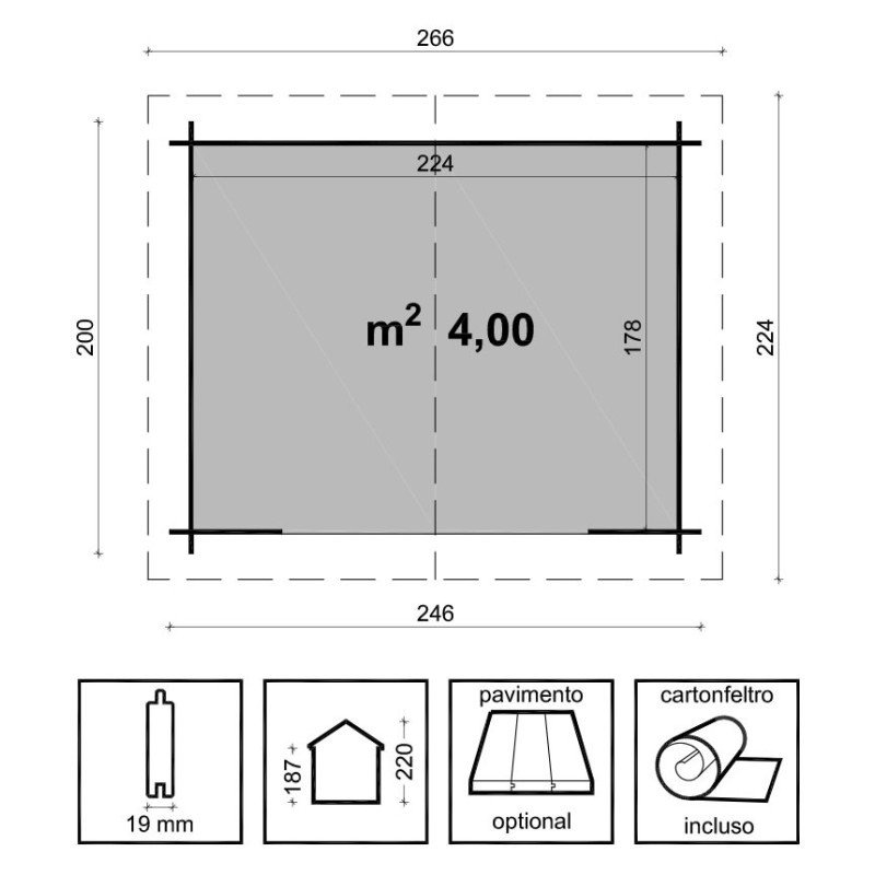 Maison en Bois pour Extérieur 246x200 cm Sara Losa