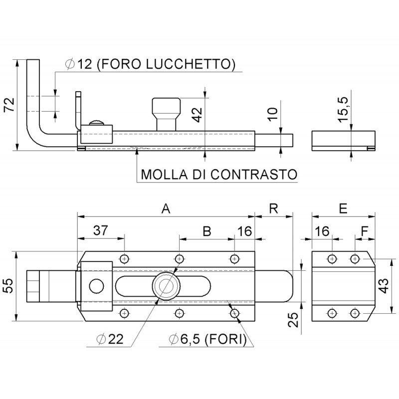 Porte-lourd Bolt Système de fermeture Combiarialdo