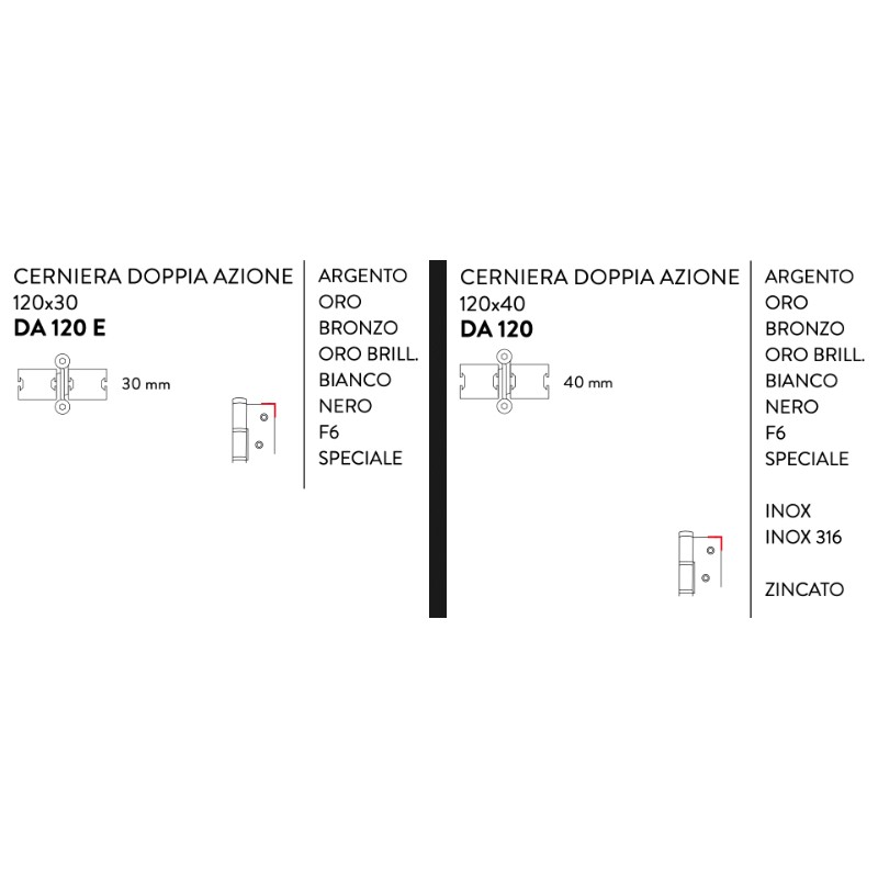 Charnière Double Action Justor DA 120 Coffret 2 Pièces