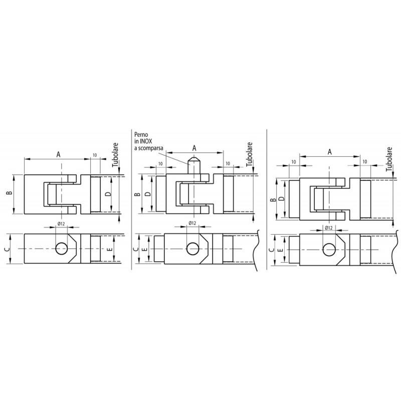 Charnière grilles de sécurité à double articulation divers types IBFM